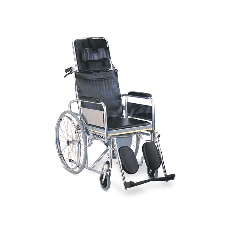 Karrocë invalidore universale me mbështetje të lëvizshme dhe pedale që rregullohen -standarde dhe që përshtatet për tualet
